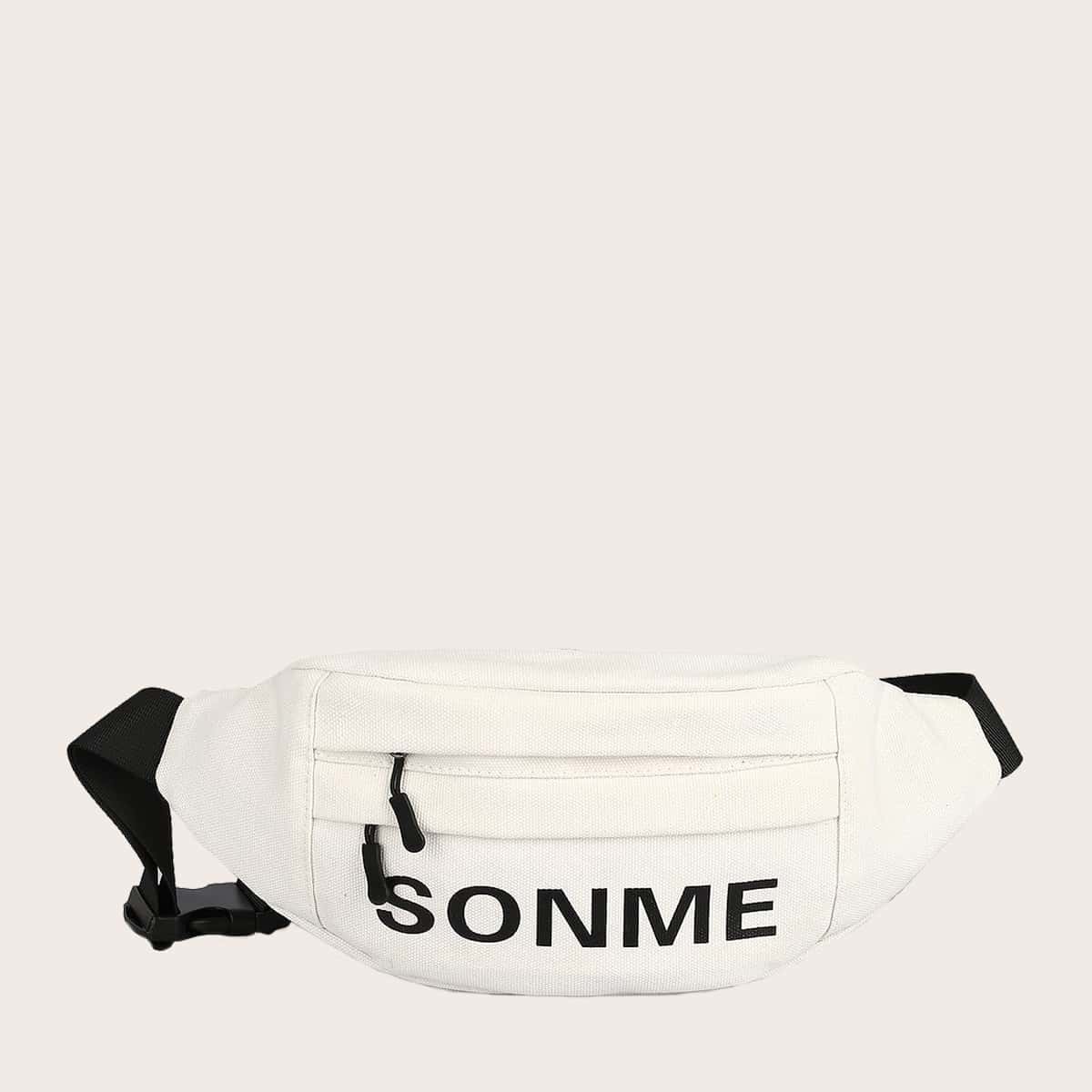 

Guys Letter Print Fanny Pack, White