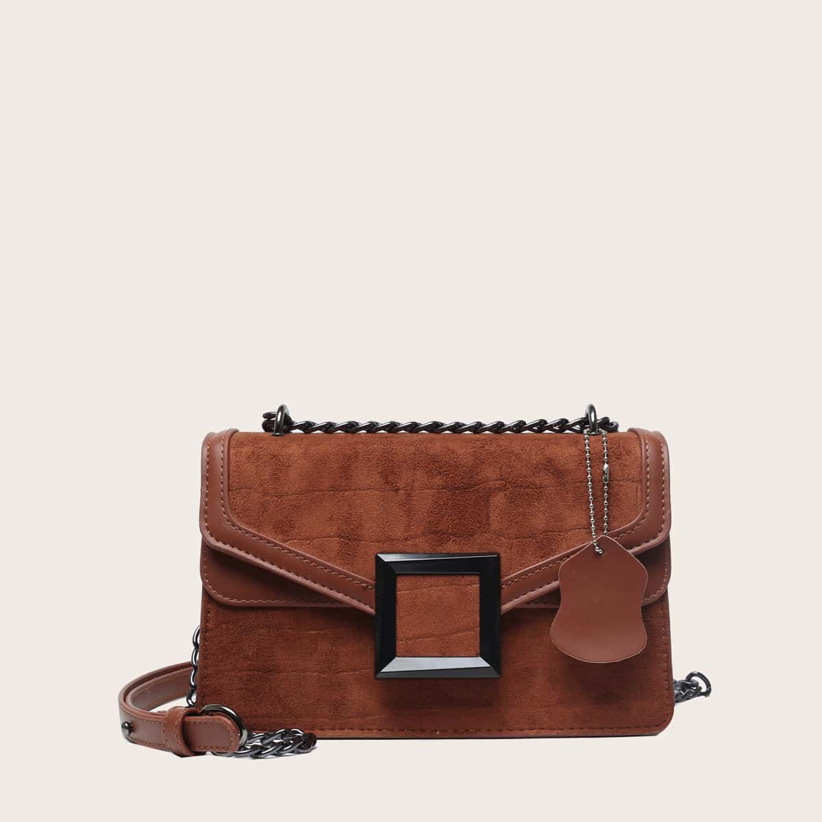 

Flap Chain Crossbody Bag, Brown