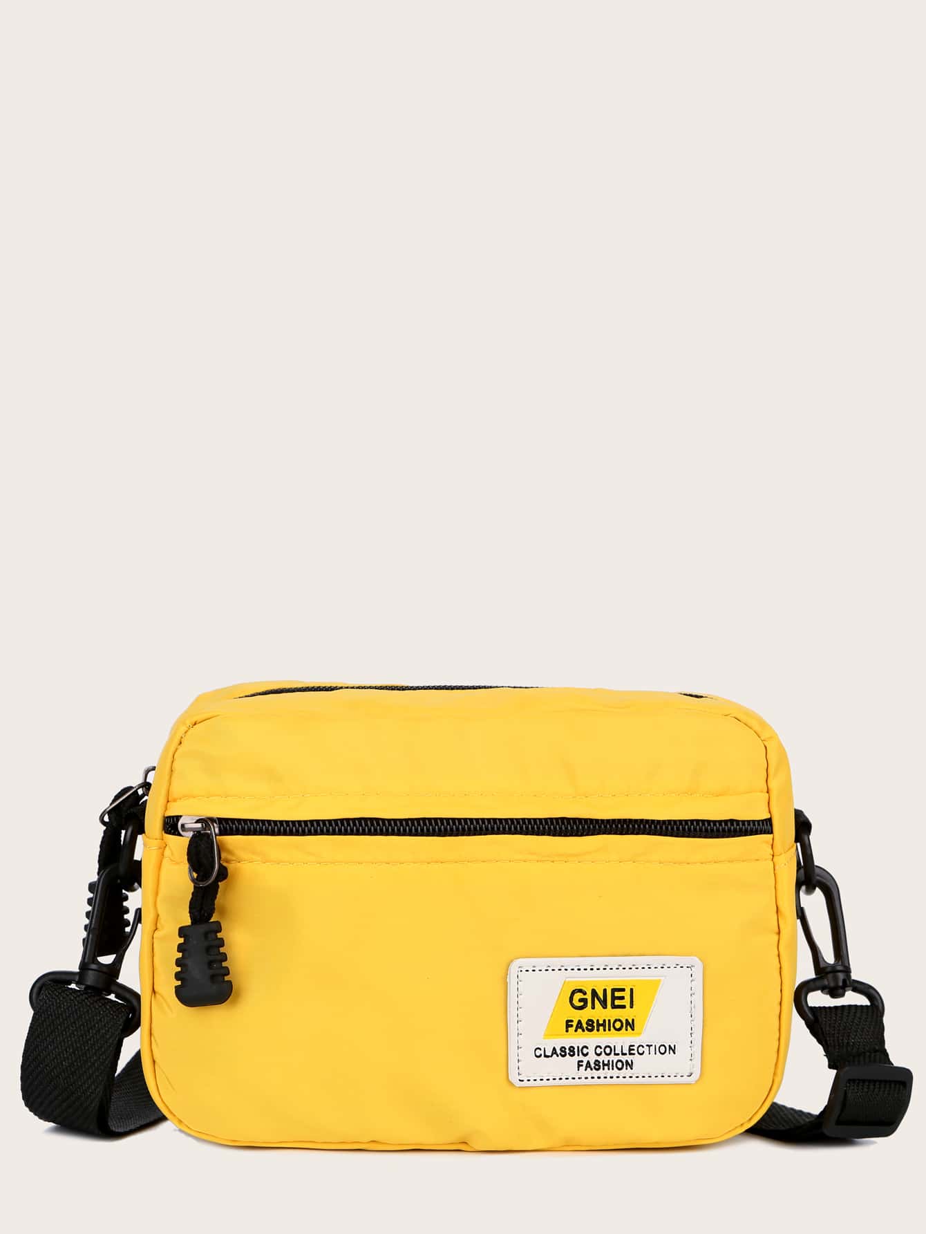 Mini Letter Patch Crossbody Bag - Yellow - View 1