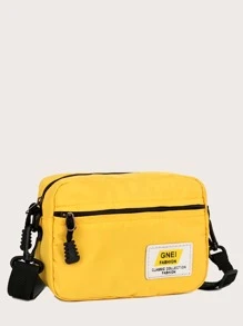 Mini Letter Patch Crossbody Bag - Yellow - View 2