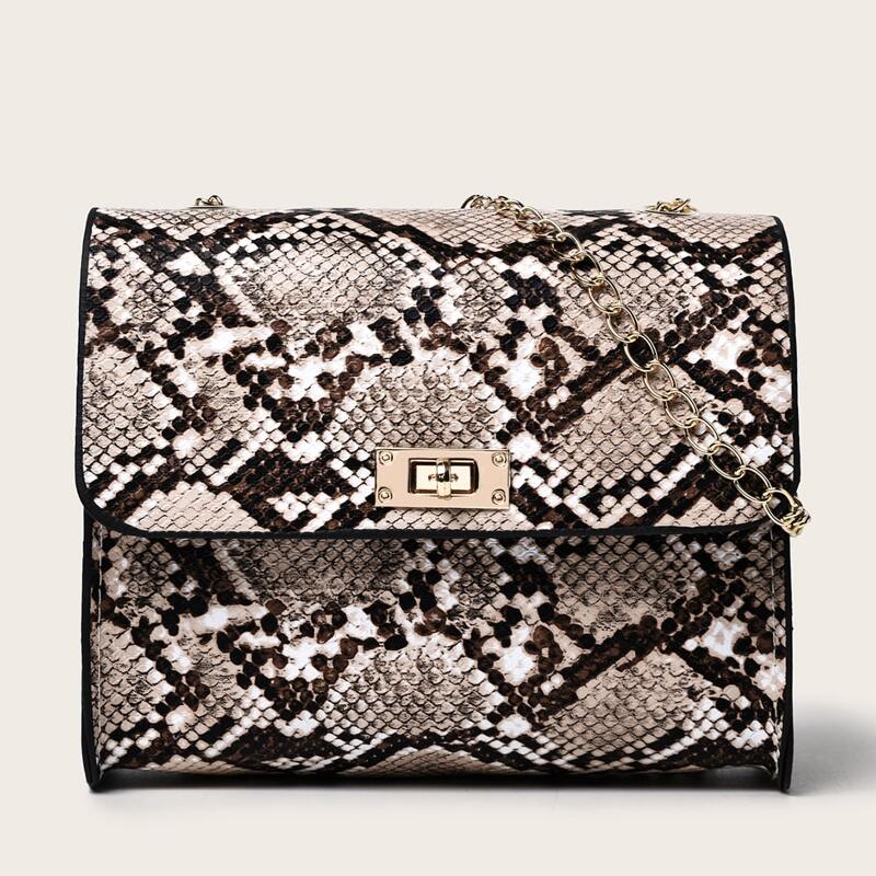 

Snakeskin Chain Crossbody Bag, Multicolor