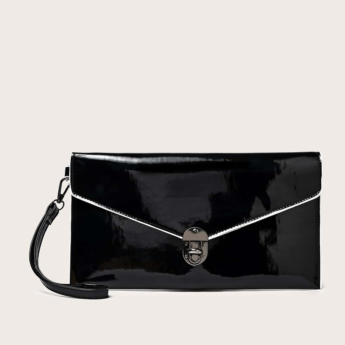 

Solid Envelope Clutch Bag, Black