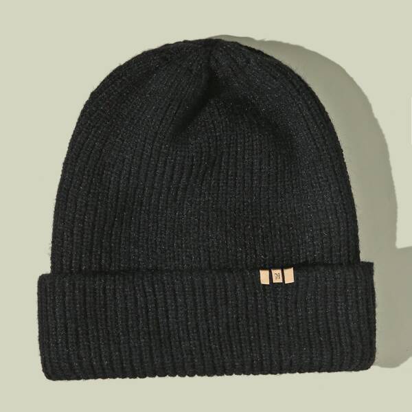 

Letter Decor Beanie, Black