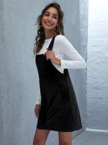 SHEIN EZwear Đầm Túi màu trơn Sẵn sàng - màu đen - Xem 4