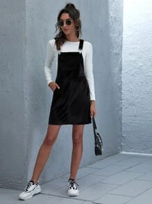 SHEIN EZwear Đầm Túi màu trơn Sẵn sàng - màu đen - Xem 5