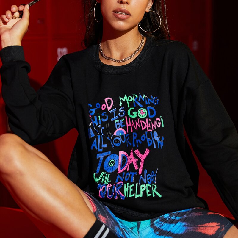 

Letter Graphic Sweatshirt, Black