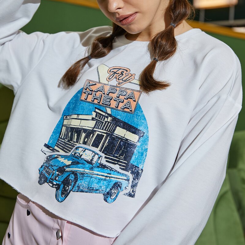 

Car & Letter Graphic Sweatshirt, White