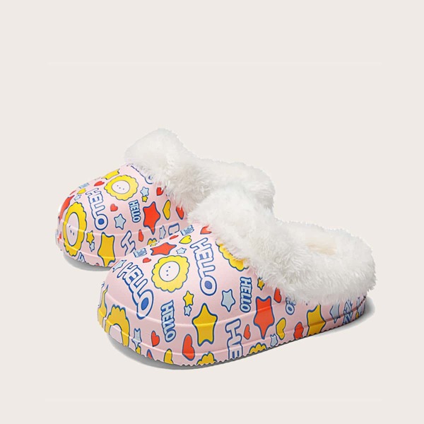 

Toddler Girls Cartoon Graphic Slippers, Pink