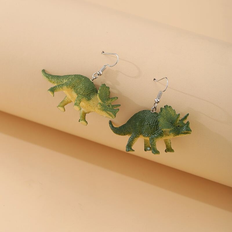 

Dinosaur Decor Drop Earrings, Green