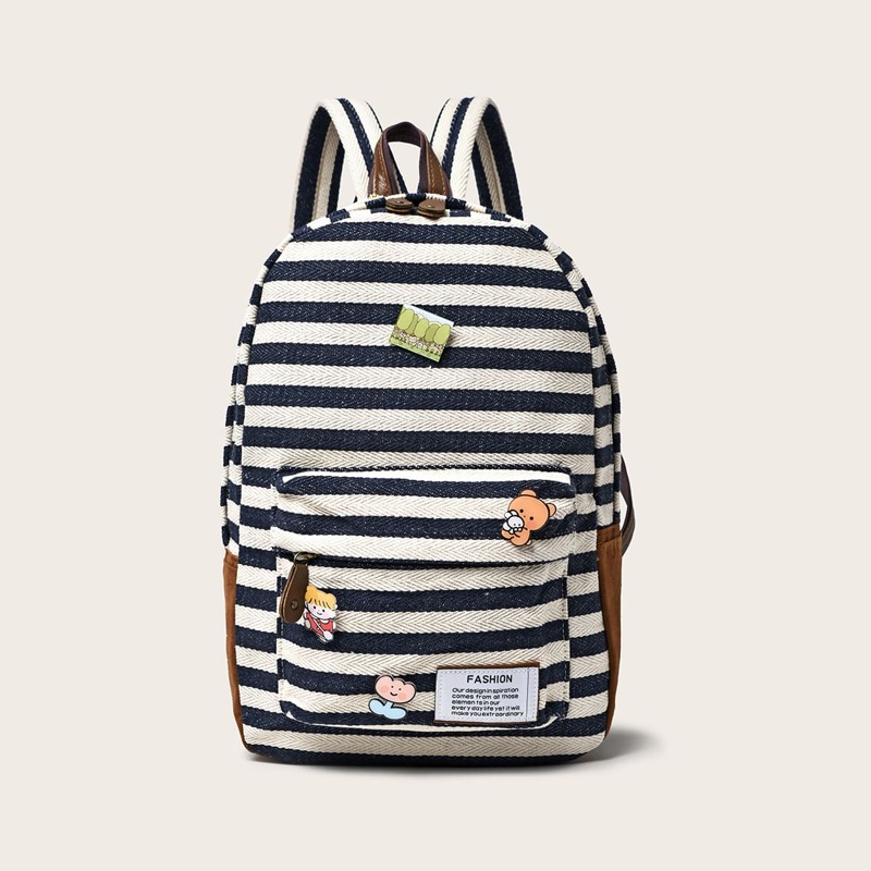 

Striped Cartoon Backpack, Multicolor