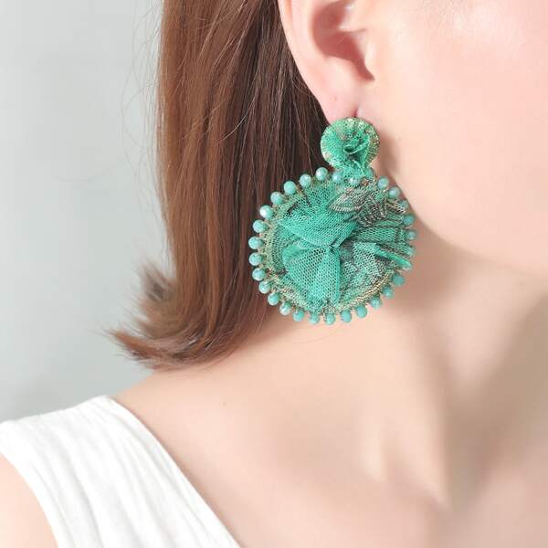 

Mesh Flower Drop Earrings, Multicolor