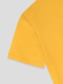 花卉和字母圖案T恤 - 黃色 - 查看 4