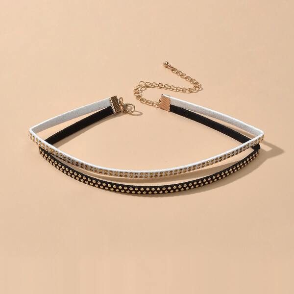 

Studded Decor Choker, Black and white