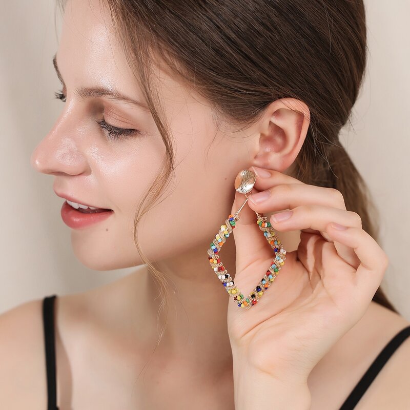

Geometric Drop Earrings, Multicolor