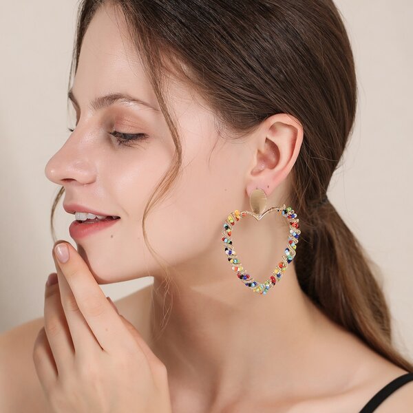 

Heart Charm Drop Earrings, Multicolor