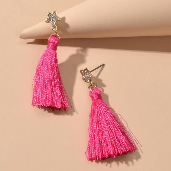 

Tassel Drop Earrings, Hot pink
