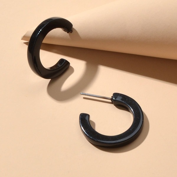 

Acrylic Cuff Hoop Earrings, Black