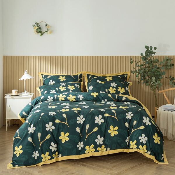 

Flower Print Bedding Set Without Filler, Multicolor