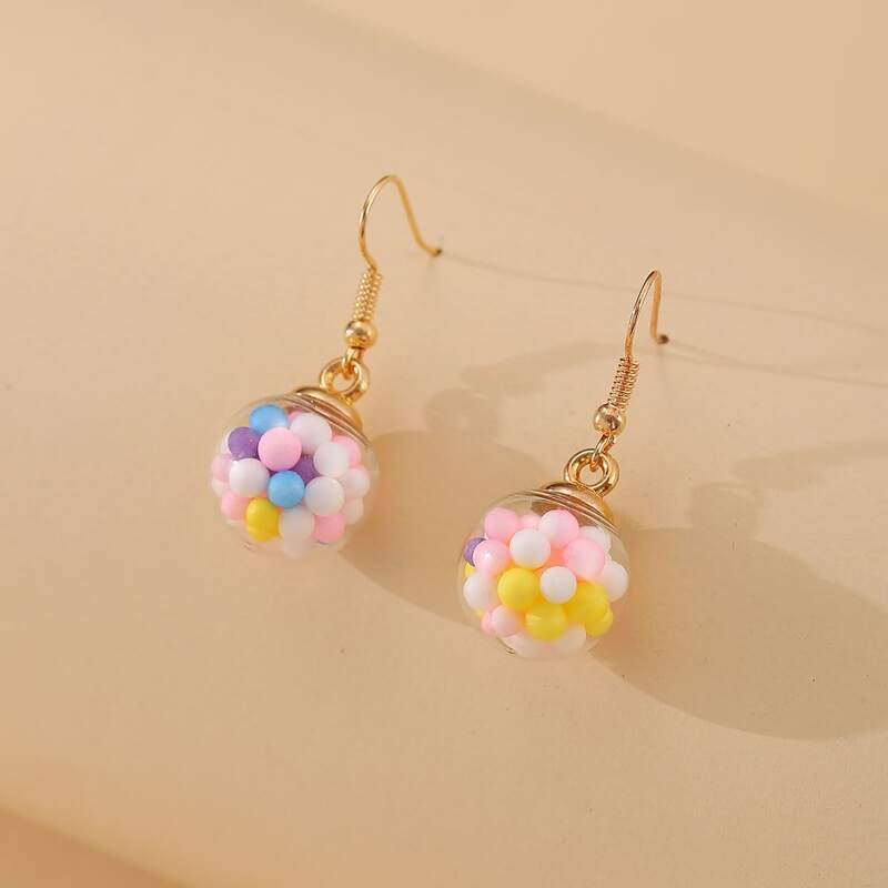 

Colorful Ball Decor Drop Earrings, Multicolor