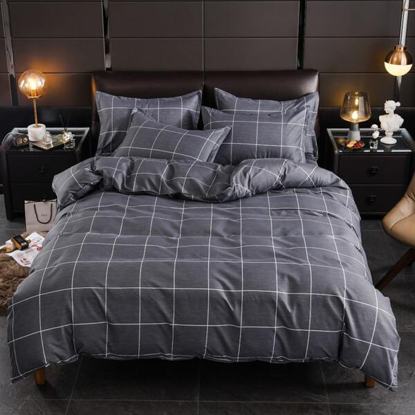 

Plaid Pattern Bedding Set Without Filler, Grey