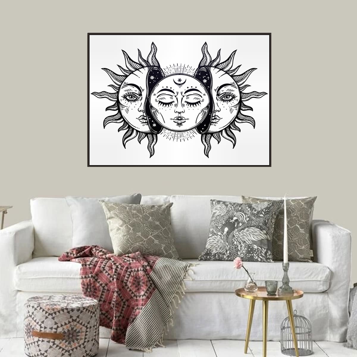 

Sun Print Wall Painting Without Frame, Black and white