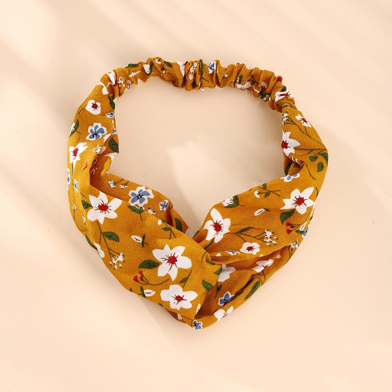 

1pc Floral Headband, Mustard yellow