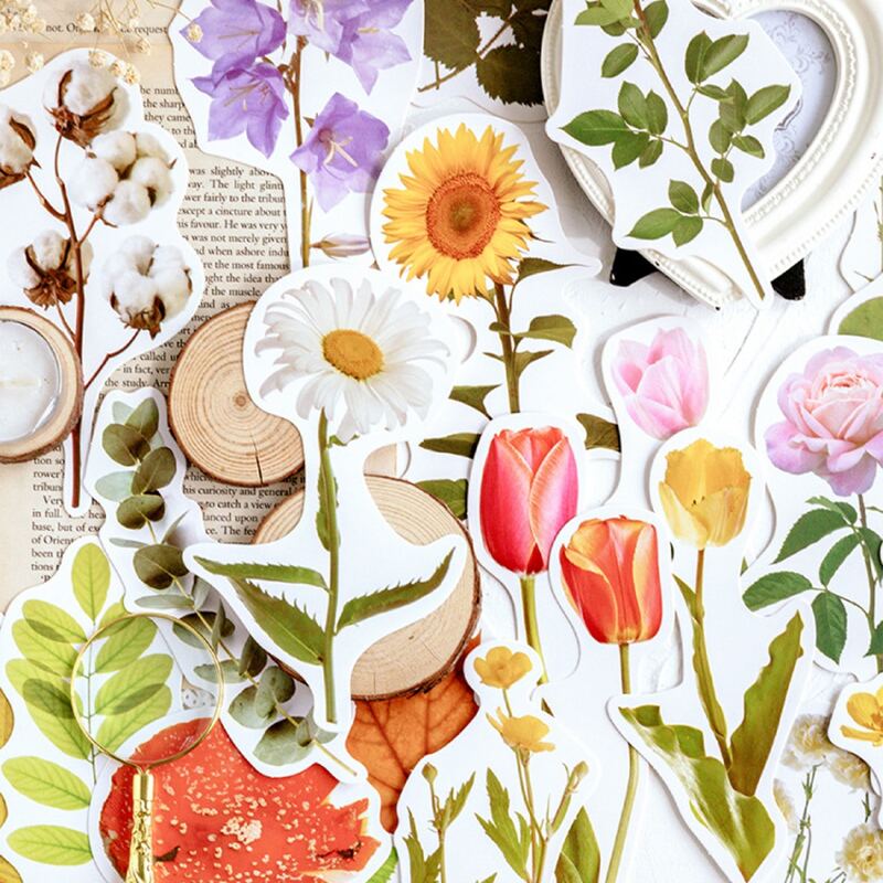 

30pcs Flower Print Sticker, Multicolor