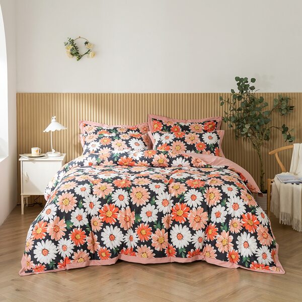 

Flower Print Bedding Set Without Filler, Multicolor