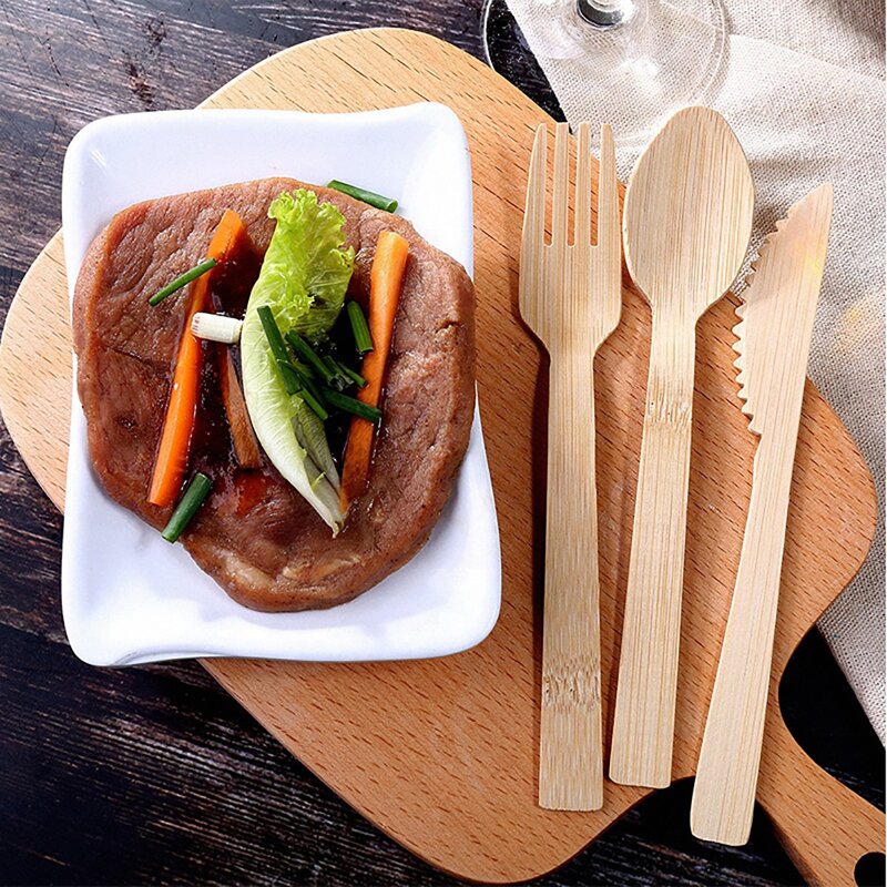 

3pcs Wooden Cutlery Set, Apricot