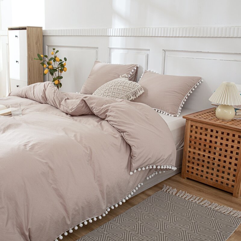 

Pom Pom Bedding Set Without Filler, Camel