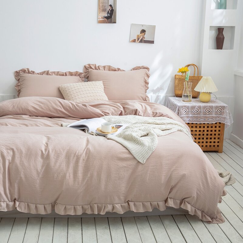 

Ruffle Bedding Set Without Filler, Camel