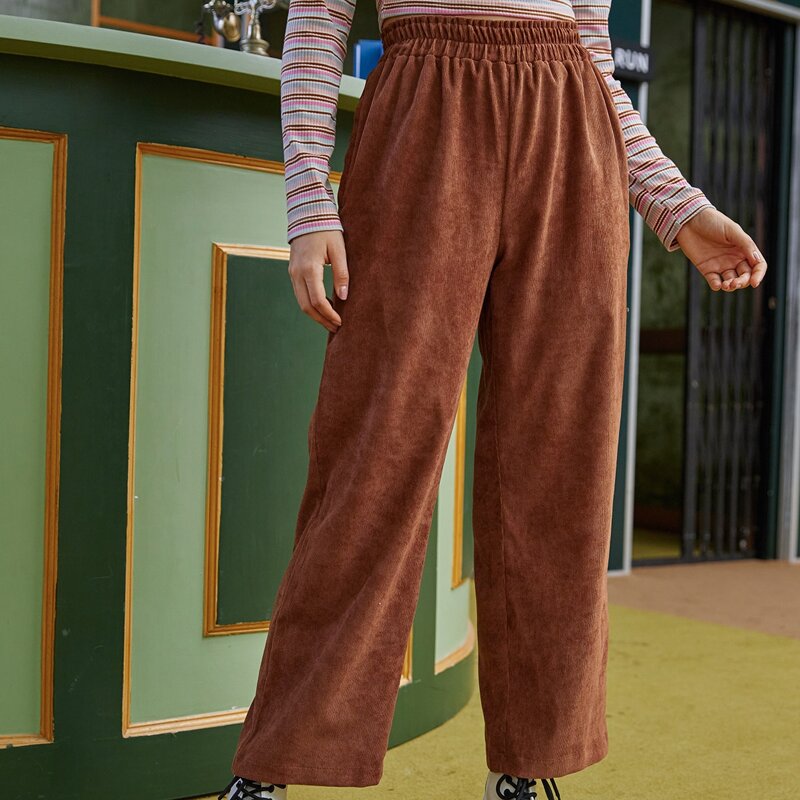 

Solid Corduroy Pants, Brown