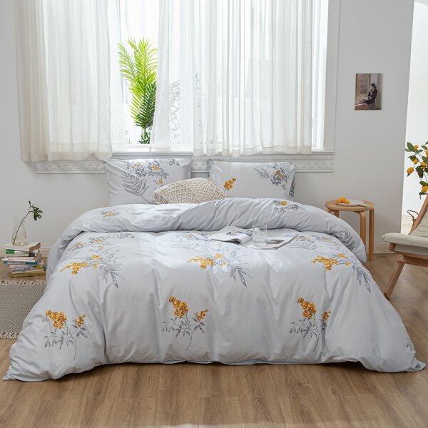 

Flower Print Bedding Set Without Filler, Multicolor