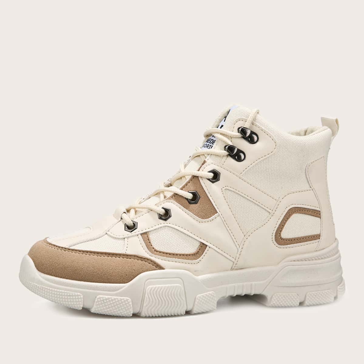 

Guys Lace-up Front High Top Canvas Shoes, Beige