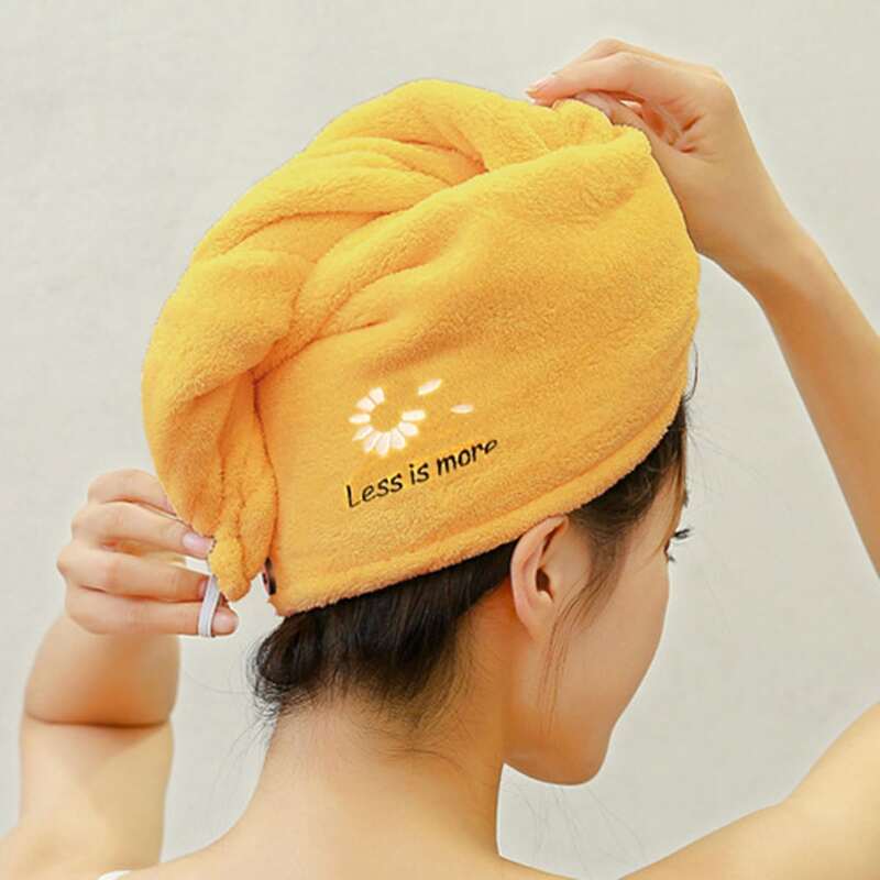 

1pc Slogan Graphic Dry Hair Cap, Yellow