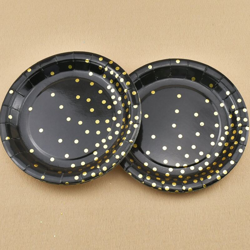 

8pcs Round Disposable Plate, Black
