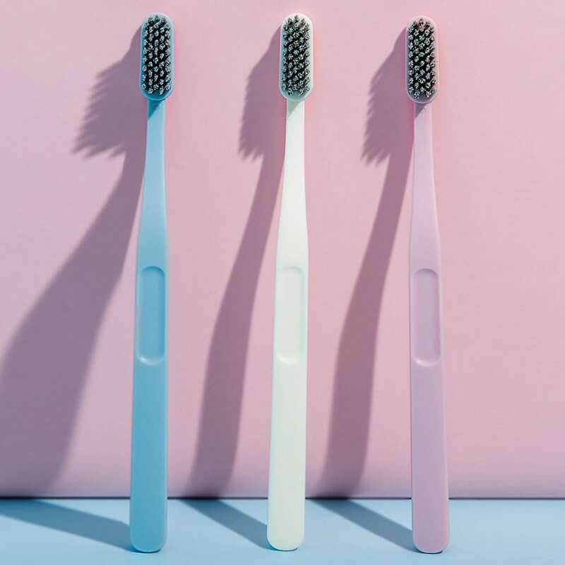 

3pcs Solid Toothbrush Set, Multicolor