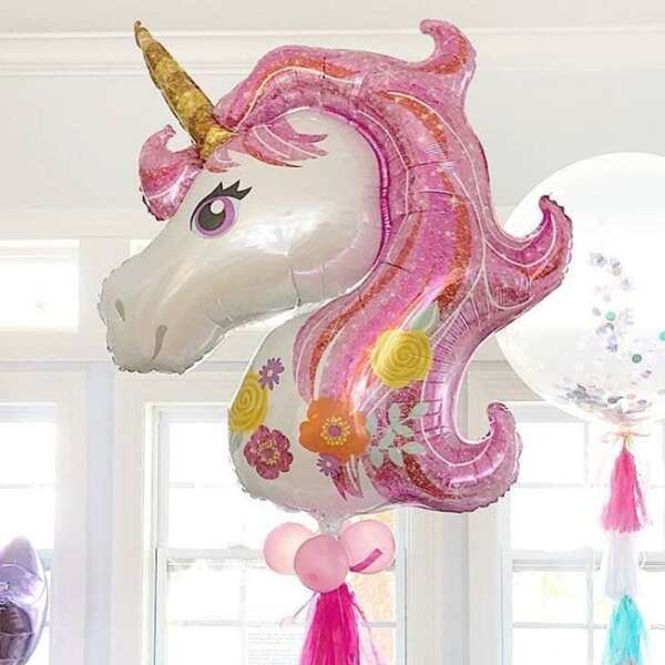 

1pc Unicorn Shaped Balloon, Multicolor