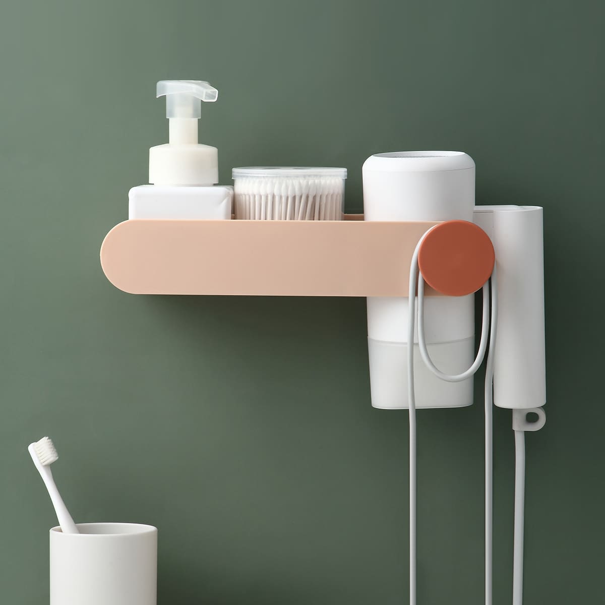 

1pc Multifunction Hair Dryer Rack, Pink