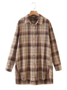 SHEIN Unity Camisa túnica irregular de cuadros - Multicolor - Ver 1