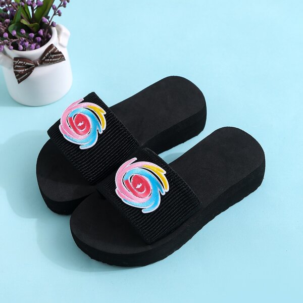 

Girls Patch Detail Thick Sole Slides, Multicolor