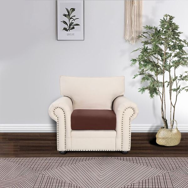 

1pc Plain Sofa Seat Cushion Cover Without Filler, Coffee brown
