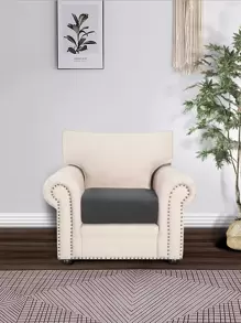 1pc Plain Sofa Seat Cushion Cover Without Filler - Dark Grey - View 1