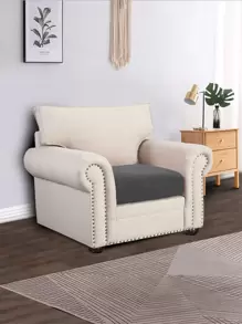 1pc Plain Sofa Seat Cushion Cover Without Filler - Dark Grey - View 4