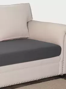 1pc Plain Sofa Seat Cushion Cover Without Filler - Dark Grey - View 5