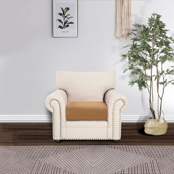 

1pc Plain Sofa Seat Cushion Cover Without Filler, Camel