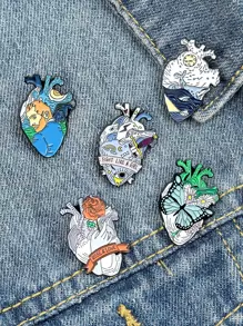 5 件花朵和蝴蝶图案胸针 情人节、妈妈、母亲、母亲节、礼物 - 彩色 - 查看 1