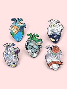 5 件花朵和蝴蝶图案胸针 情人节、妈妈、母亲、母亲节、礼物 - 彩色 - 查看 2