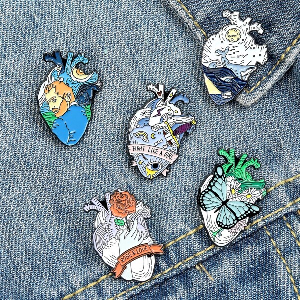 

5pcs Flower & Butterfly Pattern Brooch, Multicolor