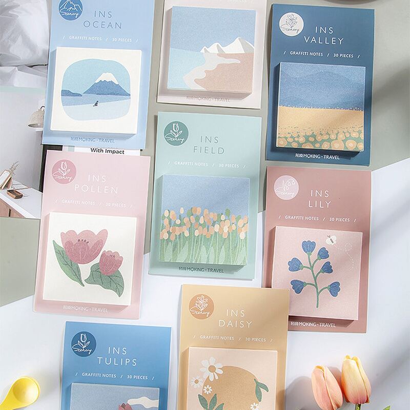 

1pc Flower Print Random Sticky Note, Multicolor